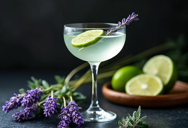 Cocktail Gimlet Provençal lavande yuzu gin de garrigue